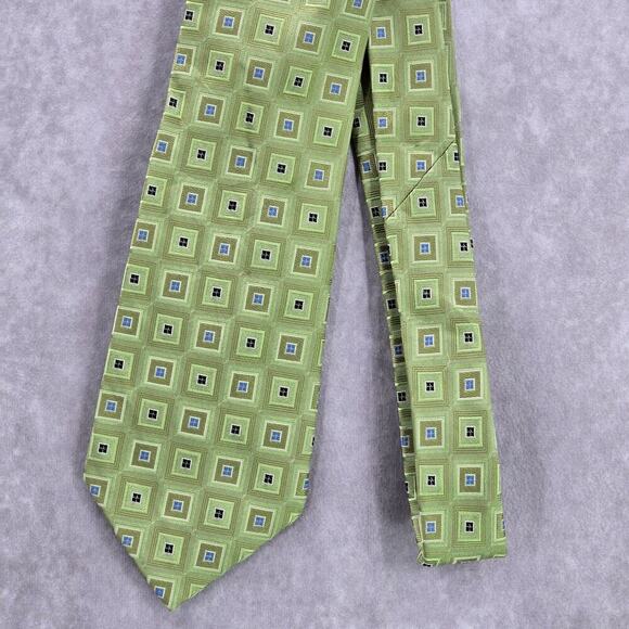 Eagle Shirtmakers Since 1867 Green Blue Geometric 100% Silk Men's Neck Tie NWOT - Picture 2 of 6